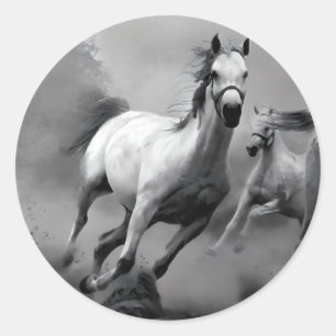 Horse Running Classic Round Sticker
