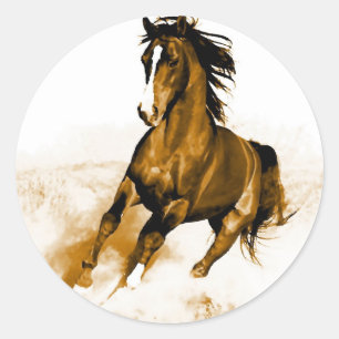 Horse Running Classic Round Sticker