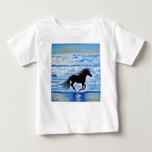 Horse Running Free by the Sea Painting Baby T-Shirt