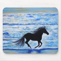 Horse Running Free by the Sea Painting
