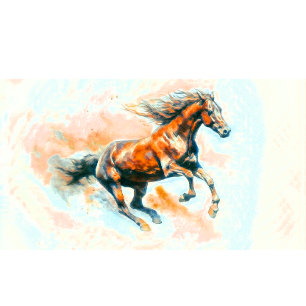 Horse Running Free Watercolor Lumbar Cushion