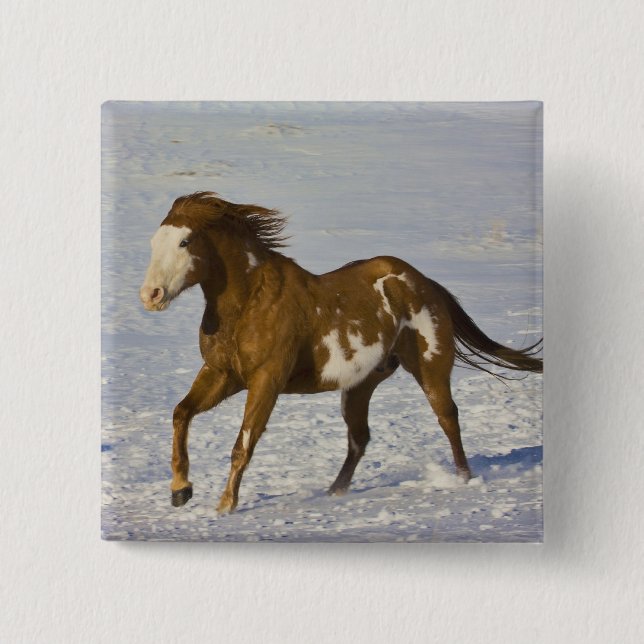 Horse Running in Snow 15 Cm Square Badge (Front)