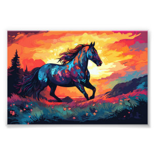 Horse Running On Field Abstract Art Horse Lovers Photo Print