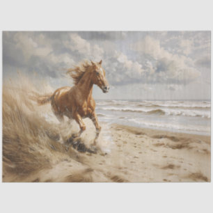 Horse Running on the Beach Painting Decoupage Tissue Paper