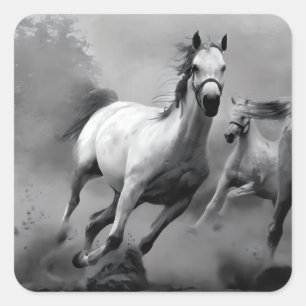 Horse Running Square Sticker