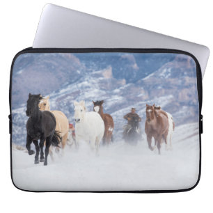 Horse Running Through the Snow Laptop Sleeve