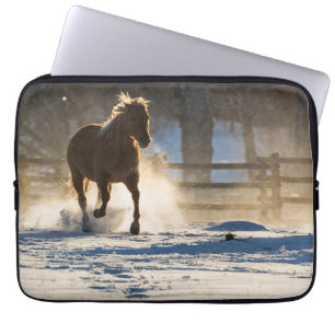 Horse Running Through the Snow Laptop Sleeve