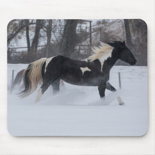 Horse Running Through the Snow Mouse Pad (Front)