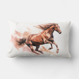 Horse Running Watercolor Lumbar Cushion