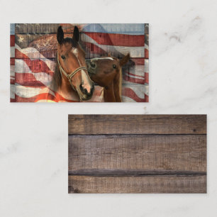 Horse Rustic Barn American Flag Business Card