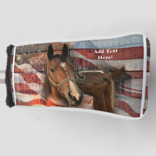 Horse Rustic Barn American Flag Golf Head Cover