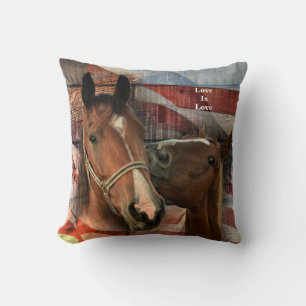 Horse Rustic Barn American Flag Love Is Love Cushion