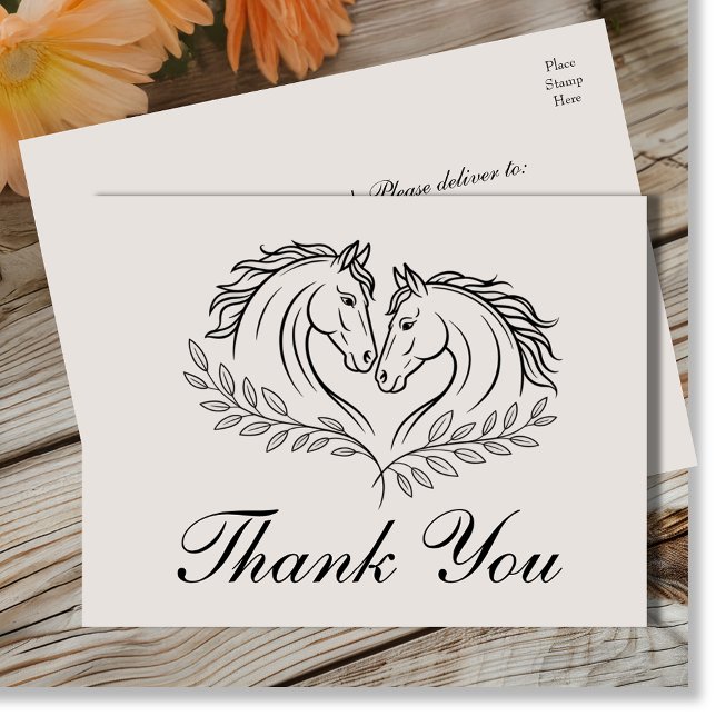 Horse Rustic Country Western Wedding Thank You Postcard (Creator Uploaded)