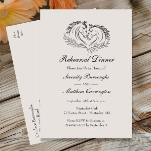 Horse Rustic Western Country Wedding Rehearsal     Invitation Postcard