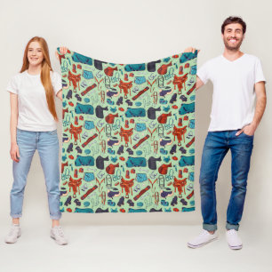 Horse Saddle Tack Equestrian Pattern Fleece Blanket