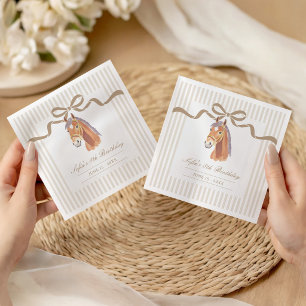 Horse Saddle Up Neutral Brown Pony Napkin
