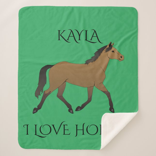 Horse sage sherpa blanket. blanket (Front)