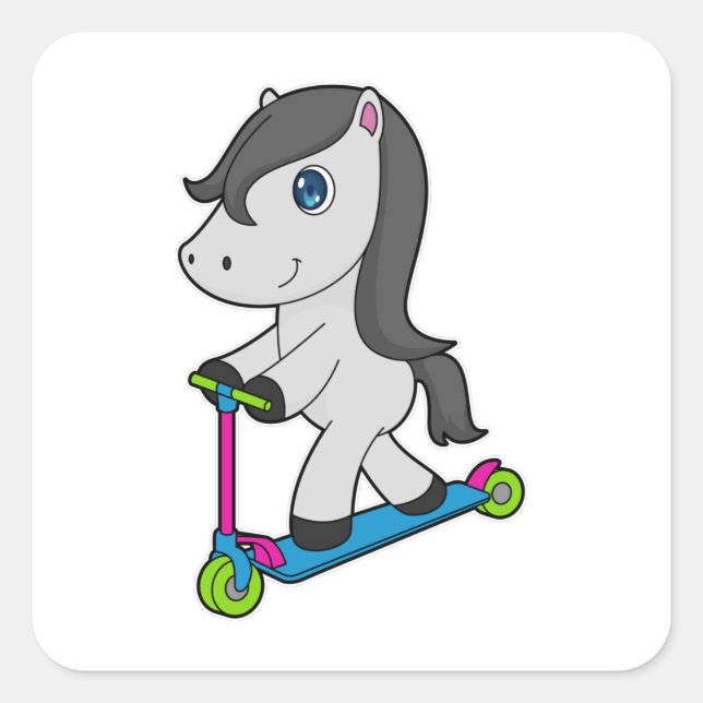 Horse Scooter Square Sticker (Front)