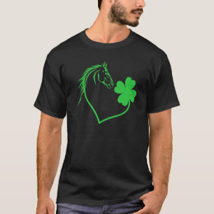 Horse Shamrock Heart C Leaf St Patrick's Day T-Shirt