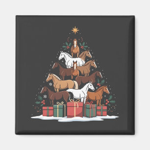 Horse Shaped Christmas Tree Equine Xmas Magnet