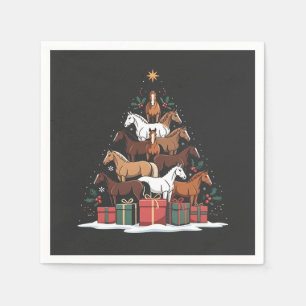 Horse Shaped Christmas Tree Equine Xmas Napkin