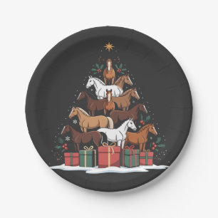 Horse Shaped Christmas Tree Equine Xmas  Paper Plate