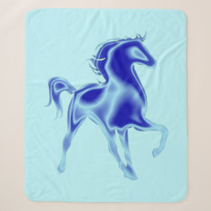 Horse Sherpa Blanket Blue - CChoose Colour