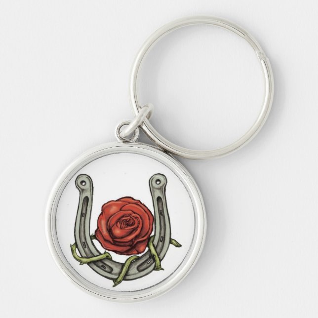 Horse Shoe & Rose Keychain (Front)