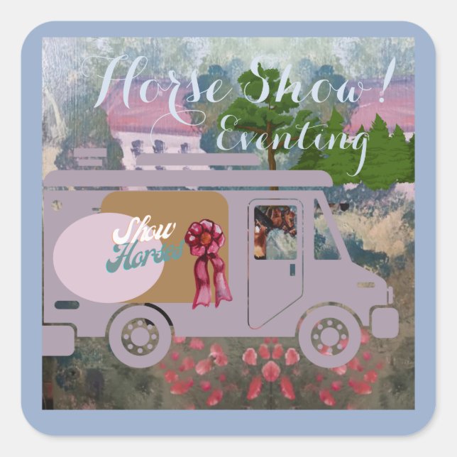 Horse show country farm square sticker (Front)