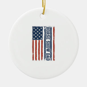 Horse Show Dad American Flag Vintage Shirt Design_ Ceramic Tree Decoration