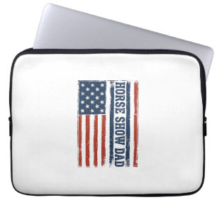 Horse Show Dad American Flag Vintage Shirt Design_ Laptop Sleeve