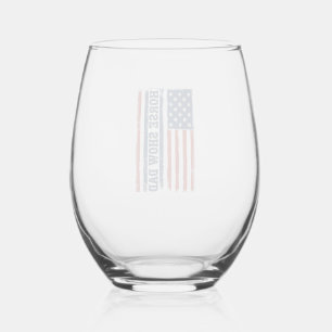 Horse Show Dad American Flag Vintage Shirt Design_ Stemless Wine Glass