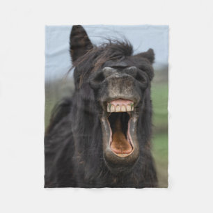 Horse Showing His Teeth Fleece Blanket