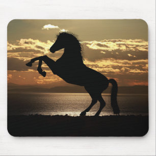 Horse Silhouette Against the Sunset Mouse Pad
