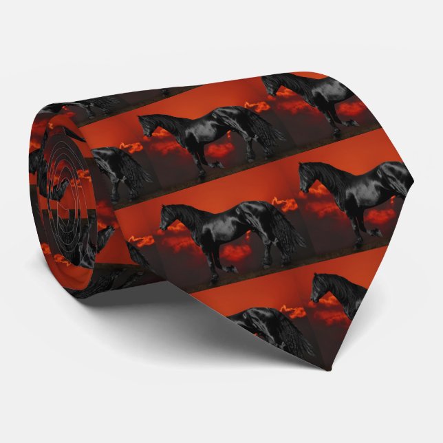 Horse silhouette at sunset tie (Rolled)