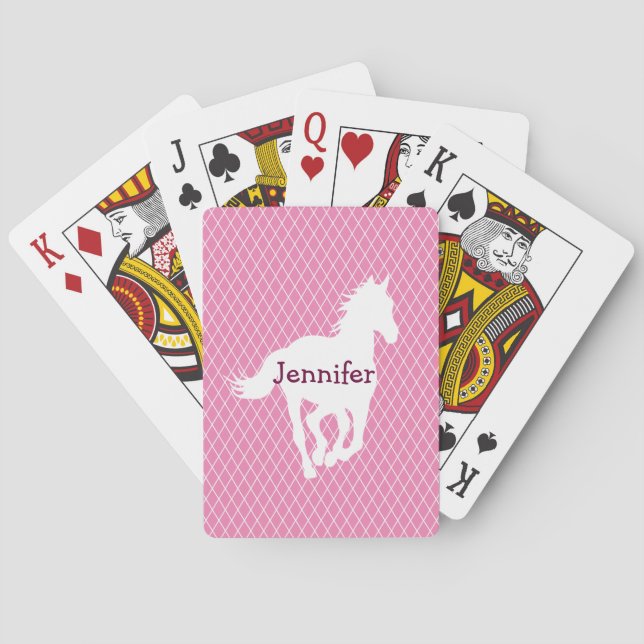 Horse Silhouette Diamond Pattern Custom Playing Cards (Back)