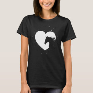 Horse Silhouette Heart Women Horse Riding Eque T-Shirt