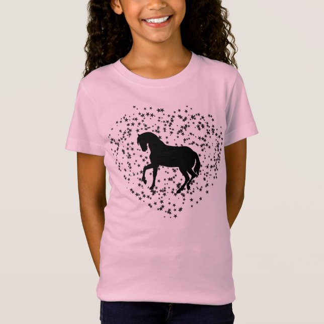 Horse silhouette on heart background T-Shirt (Front)