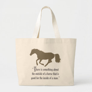 Horse Silhouette Quotation Large Tote Bag