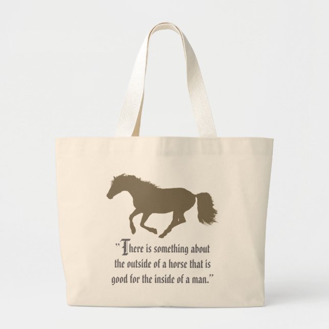 Horse Silhouette Quotation  Large Tote Bag (Front)