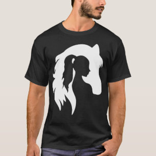 Horse Silhouette Young Woman Girl Equestrian Cowgi T-Shirt