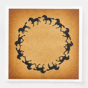 Horse Silhouettes Circle Vintage Art Napkin