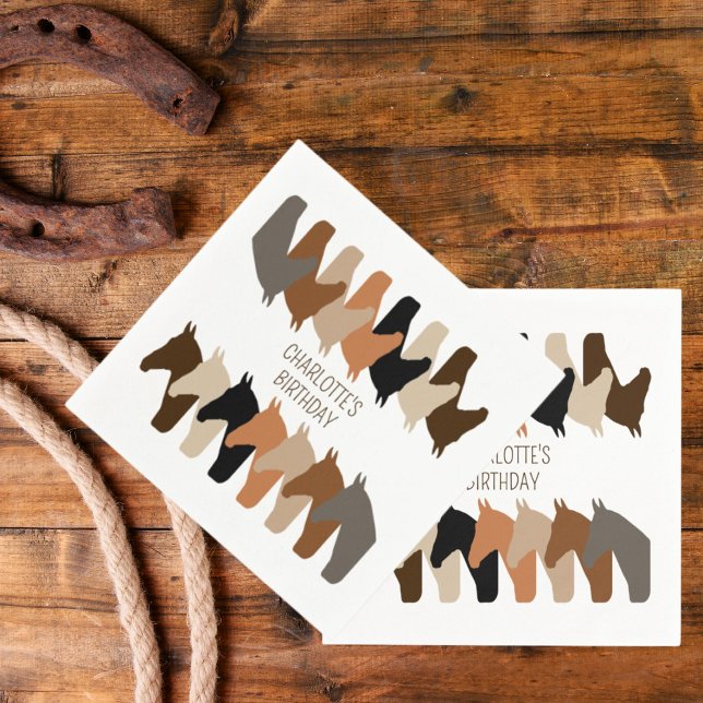 Horse Silhouettes Personalised Birthday Napkin (Creator Uploaded)
