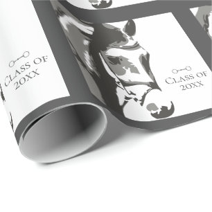 Horse Sketch, Snaffle Bit Grey Graduation Class of Wrapping Paper