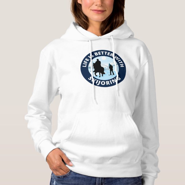 Horse Skijoring Winter Skiing Ski Jumping Sport Hoodie (Front)