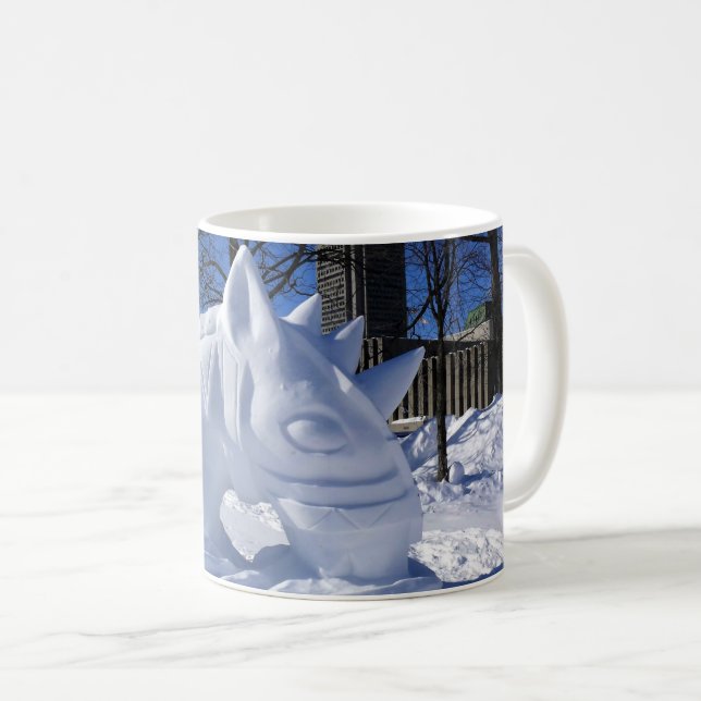 Horse Snow Sculpture, Quebec, Canada Coffee Mug (Front Right)