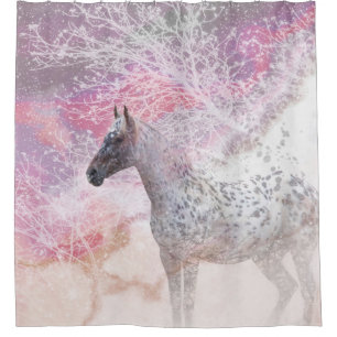 Horse Snow Storm Shower Curtain