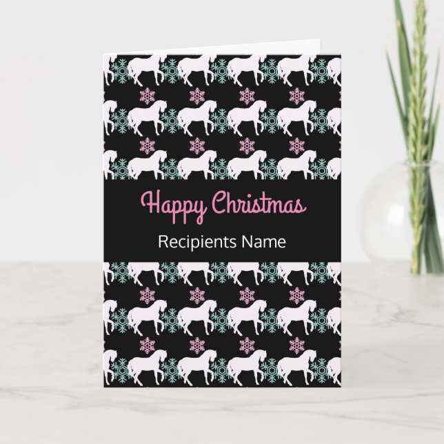 Horse Snowflake Happy Christmas Card (Front)