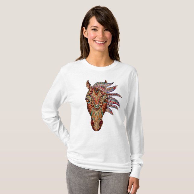 horse spirit geometric fractal animal pattern T-Shirt (Front Full)