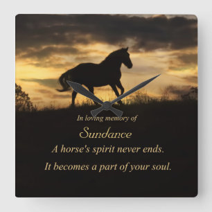 Horse Spirit of a Horse Memorial Horse's Name  Square Wall Clock
